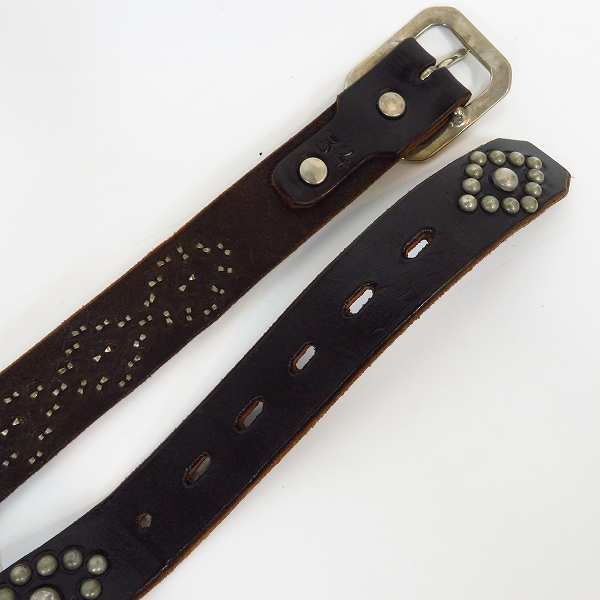 実際に弊社で買取させて頂いたHTC/エイチティーシー ナロースタッズ レザーベルト 34の画像 1枚目