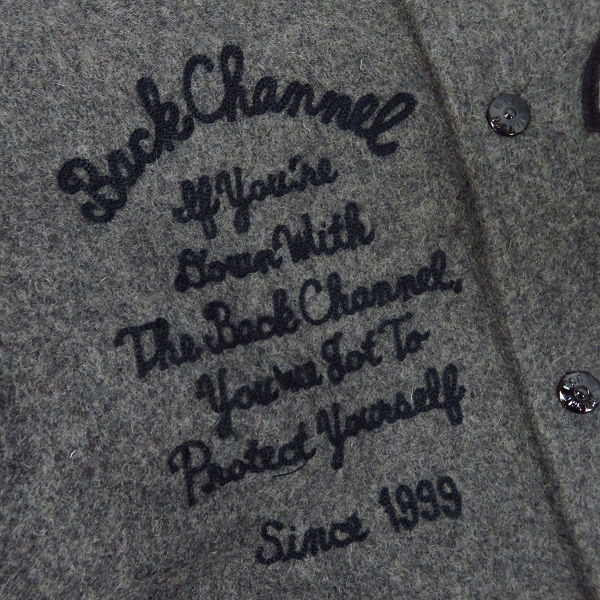 実際に弊社で買取させて頂いたBack Channel/バックチャンネル ウールスタジャン ワッペン/刺繍 Mの画像 6枚目