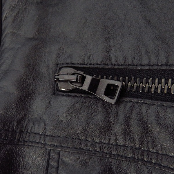実際に弊社で買取させて頂いたBALMAIN/バルマン ZIPポケット レザー半袖シャツ ブラック 38の画像 7枚目