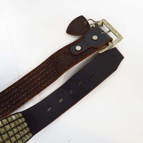 実際に弊社で買取させて頂いたHTC/エイチティーシー ピラミッドスタッズ レザーベルト 32の画像 2枚目