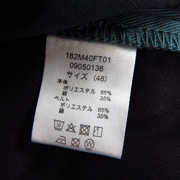 実際に弊社で買取させて頂いた【未使用】FACTOTUM×DICKIES/ファクトタム×ディッキーズ 1タックロングベルトチノスラックス GREEN/09050136/48の画像 4枚目