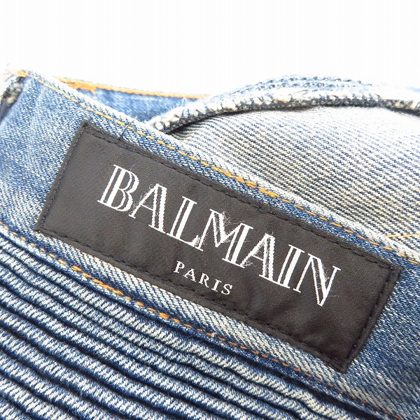 実際に弊社で買取させて頂いたBALMAIN/バルマン 13AW バイカーデニムパンツ ダメージ加工 T500 B983V/30の画像 2枚目