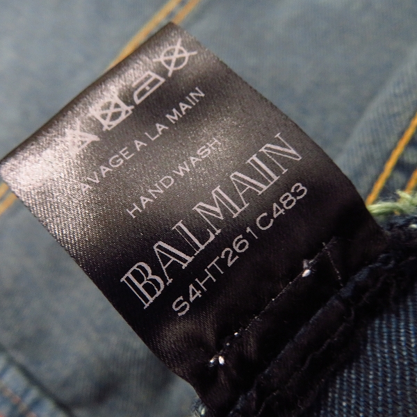 実際に弊社で買取させて頂いたBALMAIN/バルマン コーティング デニムジャケット S4H T261 C483/XSの画像 6枚目