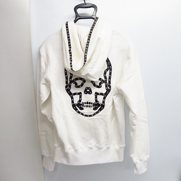 実際に弊社で買取させて頂いたLucien pellat-finet/ルシアンペラフィネ ジップアップパーカー スタッズ バックスカル ホワイト EVH1141/XSの画像 1枚目