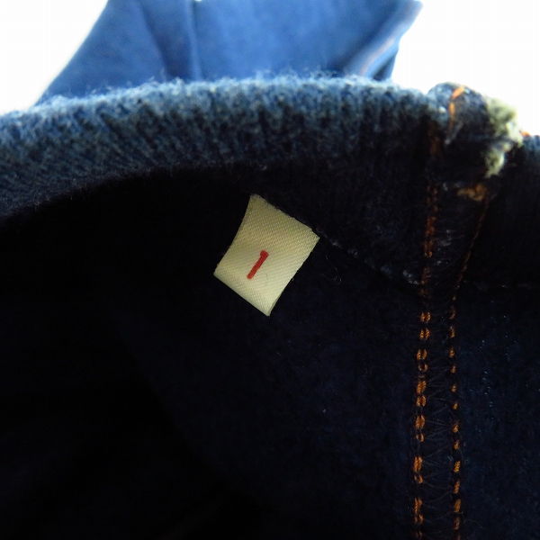 実際に弊社で買取させて頂いたBLUE BLUE/ブルーブルー インディゴノースリーブスウェット/ボーダー柄タンクトップ 1/M 2点セットの画像 3枚目