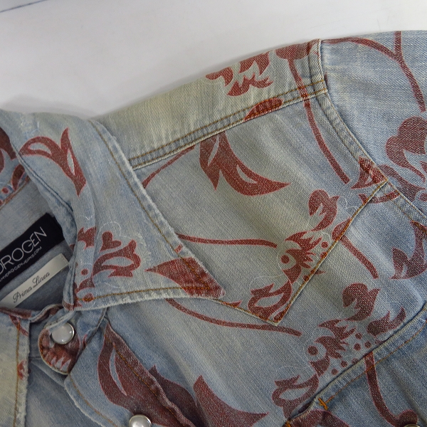 実際に弊社で買取させて頂いた【JPタグ】HYDROGEN/ハイドロゲン 総プリント/スカル刺繍 ロングスリーブ/長袖 デニムシャツ Size：Sの画像 7枚目