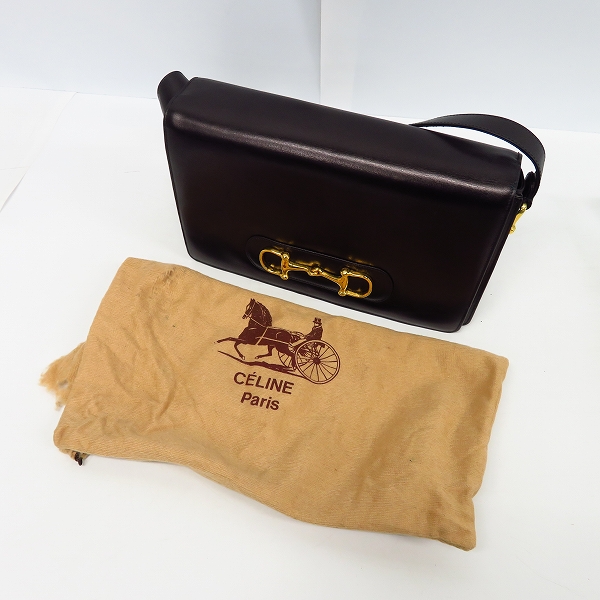 実際に弊社で買取させて頂いたCELINE/セリーヌ ヴィンテージ ホースビット レザー ショルダーバックの画像 6枚目