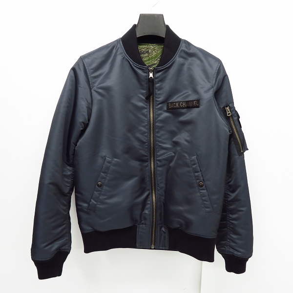 実際に弊社で買取させて頂いたBack Channel/バックチャンネル MA-1/フライトジャケット リバーシブル ゴーストライオンカモ ネイビー/M