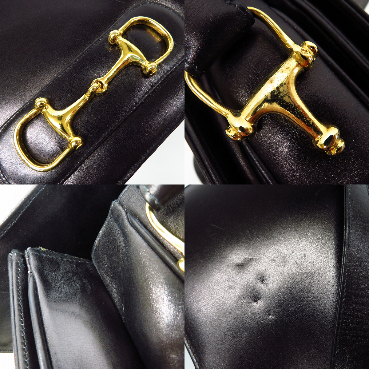 実際に弊社で買取させて頂いたCELINE/セリーヌ ヴィンテージ ホースビット レザー ショルダーバックの画像 5枚目