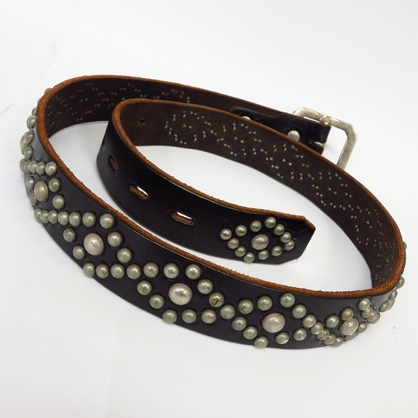 実際に弊社で買取させて頂いたHTC/エイチティーシー ナロースタッズ レザーベルト 34の画像 2枚目