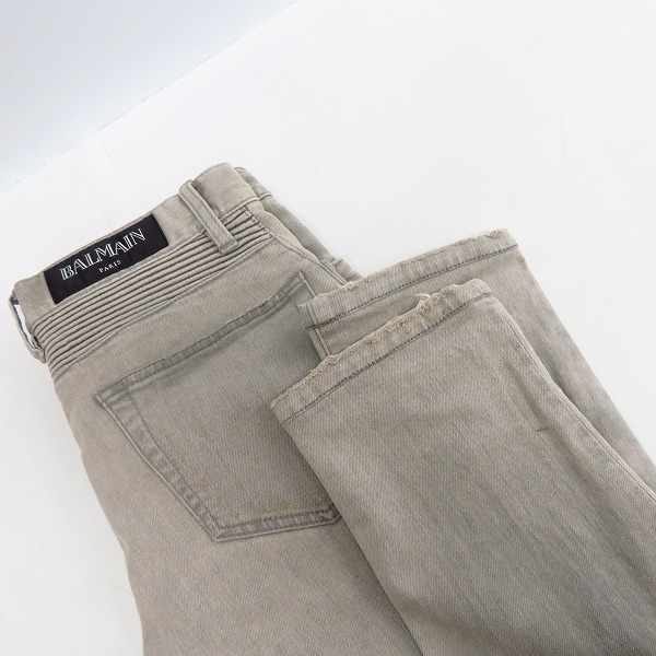 実際に弊社で買取させて頂いたBALMAIN/バルマン 14SS ダメージ加工 バイカーデニムパンツ/S4HT538C479/27の画像 9枚目