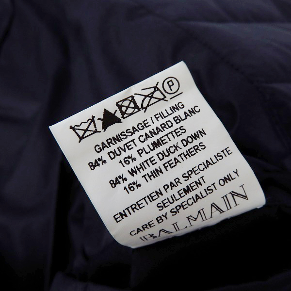 実際に弊社で買取させて頂いたBALMAIN/バルマン 12AW バイカーダウンジャケット ネイビー 44の画像 4枚目