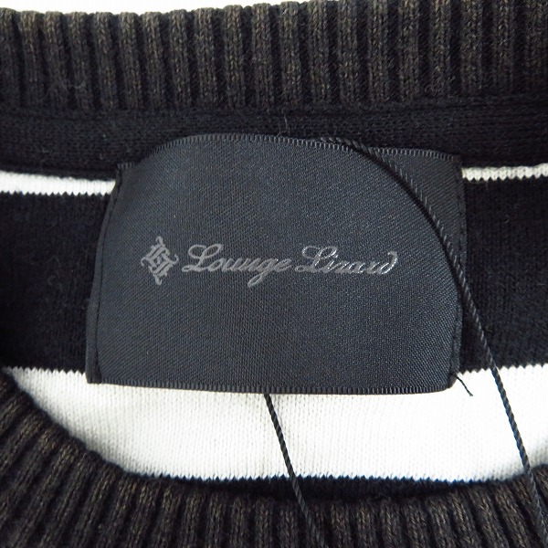 実際に弊社で買取させて頂いた【未使用】Lounge Lizard/ラウンジリザード STONE WASH BORDER CREW NECK SWEATER/ボーダーニット 2432/2の画像 2枚目