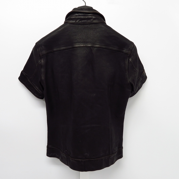 実際に弊社で買取させて頂いたISAMU KATAYAMA BACKLASH/バックラッシュ 半袖/ハーフスリーブ カウレザー ジップアップ シャツ 964-01 Size：Sの画像 1枚目