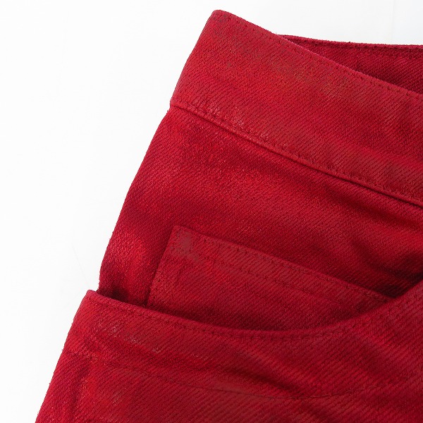 実際に弊社で買取させて頂いたBALMAIN/バルマン バイカーパンツ/コーティングパンツ レッド 28の画像 6枚目