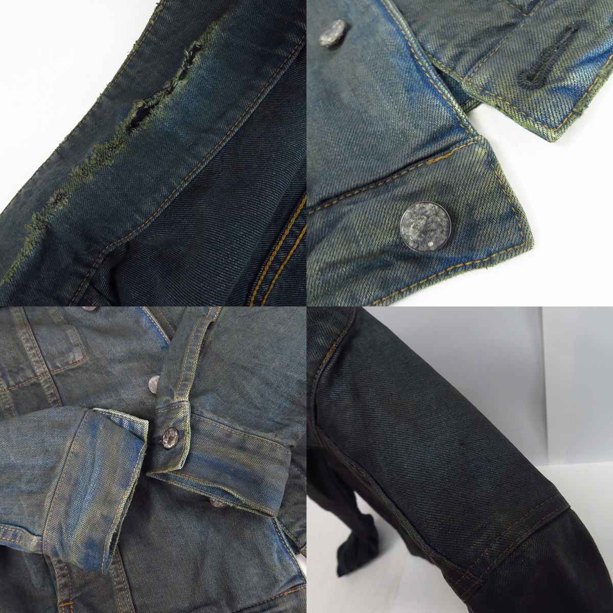 実際に弊社で買取させて頂いたBALMAIN/バルマン コーティング デニムジャケット S4H T261 C483/XSの画像 7枚目