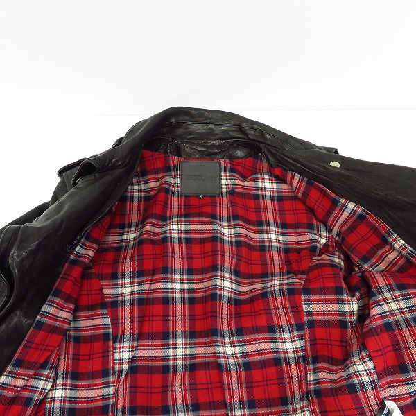 実際に弊社で買取させて頂いたBACKLASH/バックラッシュ ダブルライダース ドイツカーフ製品染め 1324-03/2の画像 7枚目