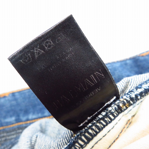 実際に弊社で買取させて頂いたBALMAIN/バルマン 13AW バイカーデニムパンツ ダメージ加工 T500 B983V/30の画像 5枚目