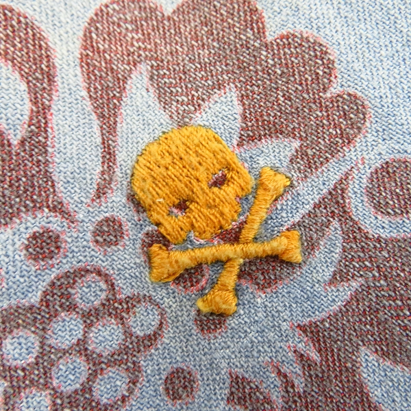 実際に弊社で買取させて頂いた【JPタグ】HYDROGEN/ハイドロゲン 総プリント/スカル刺繍 ロングスリーブ/長袖 デニムシャツ Size：Sの画像 3枚目