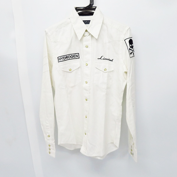 実際に弊社で買取させて頂いたHYDROGEN/ハイドロゲン ワッペン刺繍 カジュアルウエスタンシャツ ホワイト/S