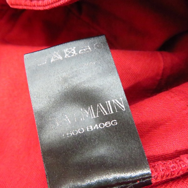 実際に弊社で買取させて頂いたBALMAIN/バルマン バイカーパンツ/コーティングパンツ レッド 28の画像 4枚目