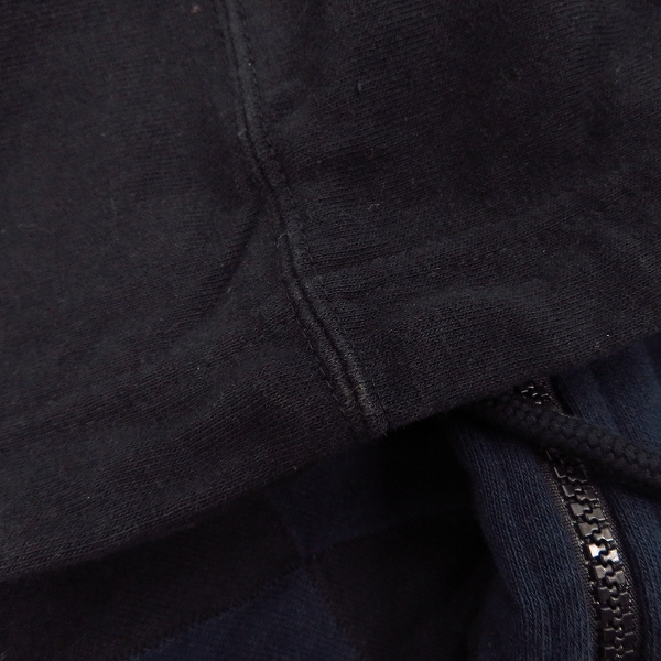 実際に弊社で買取させて頂いたBackChannel/バックチャンネル ジップアップパーカー ダイヤチェック ブラック/ネイビー Lの画像 6枚目