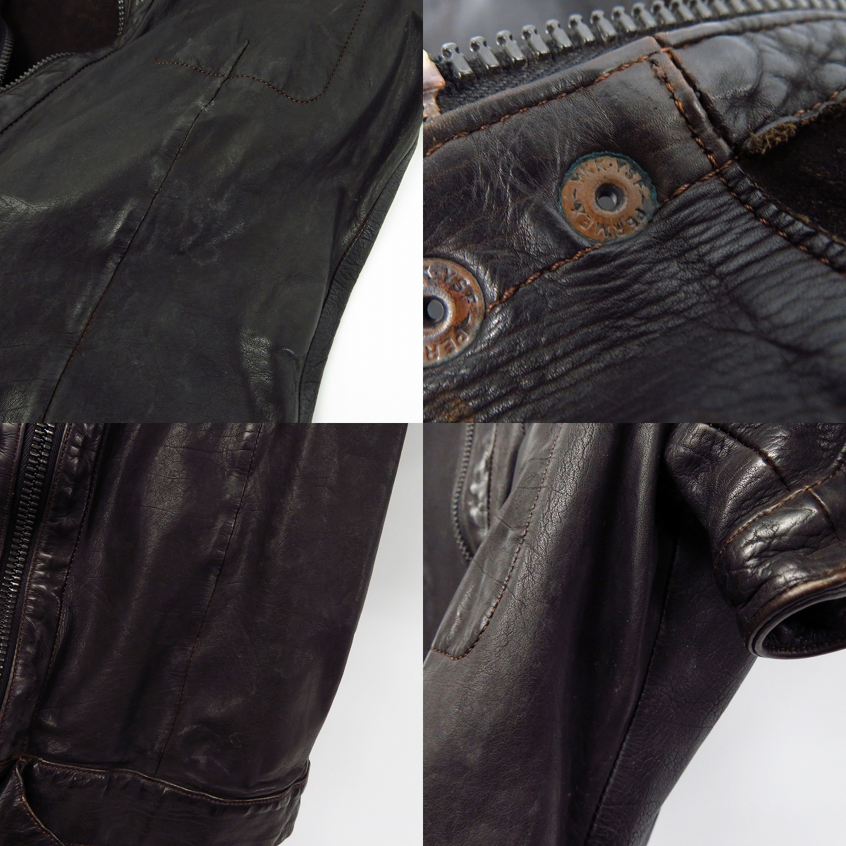 実際に弊社で買取させて頂いたISAMU KATAYAMA BACKLASH/バックラッシュ 半袖/ハーフスリーブ カウレザー ジップアップ シャツ 964-01 Size：Sの画像 7枚目