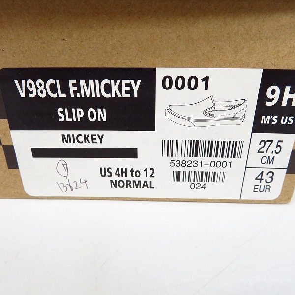 VANS ミッキーマウス スリッポン 27.5cm VANS スリッポン SLIP 0 1 Disneyコラボ
