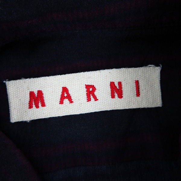実際に弊社で買取させて頂いたMARNI/マルニ イタリア製 チェック柄 コットン長袖シャツ 46の画像 2枚目