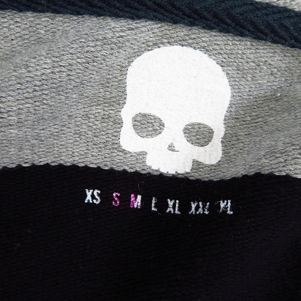 実際に弊社で買取させて頂いたHYDROGEN/ハイドロゲン スカル刺繍 ボーダー ジップアップパーカー の画像 2枚目