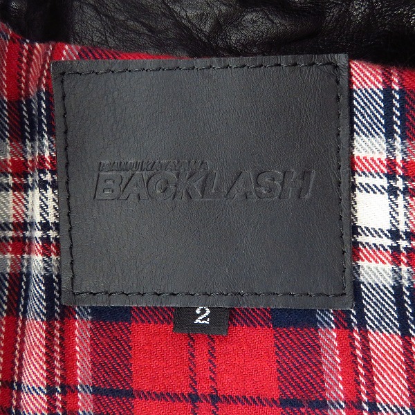 実際に弊社で買取させて頂いたBACKLASH/バックラッシュ ダブルライダース ドイツカーフ製品染め 1324-03/2の画像 2枚目