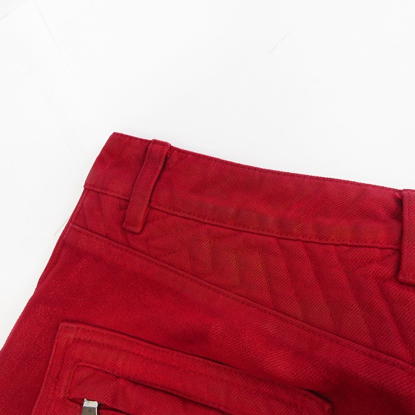 実際に弊社で買取させて頂いたBALMAIN/バルマン バイカーパンツ/コーティングパンツ レッド 28の画像 8枚目