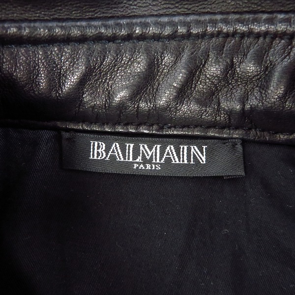 実際に弊社で買取させて頂いた【未使用】BALMAIN/バルマン 14SS キルティングバイカーレザーシャツジャケット 46の画像 2枚目
