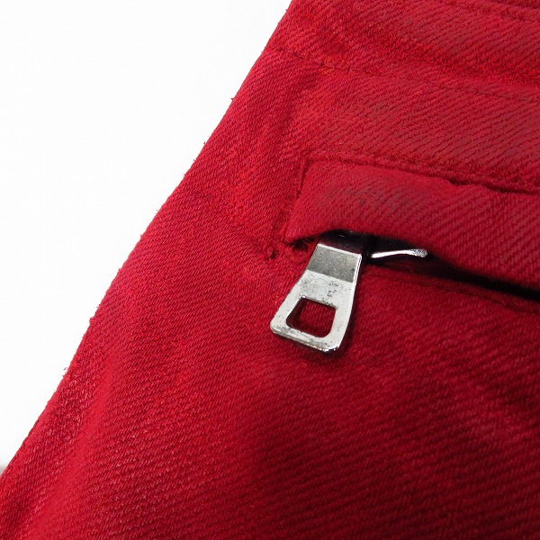 実際に弊社で買取させて頂いたBALMAIN/バルマン バイカーパンツ/コーティングパンツ レッド 28の画像 7枚目