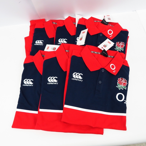 実際に弊社で買取させて頂いた【未使用】canterbury/カンタベリー England Rugby ポロシャツ M,Lサイズ 6点セット