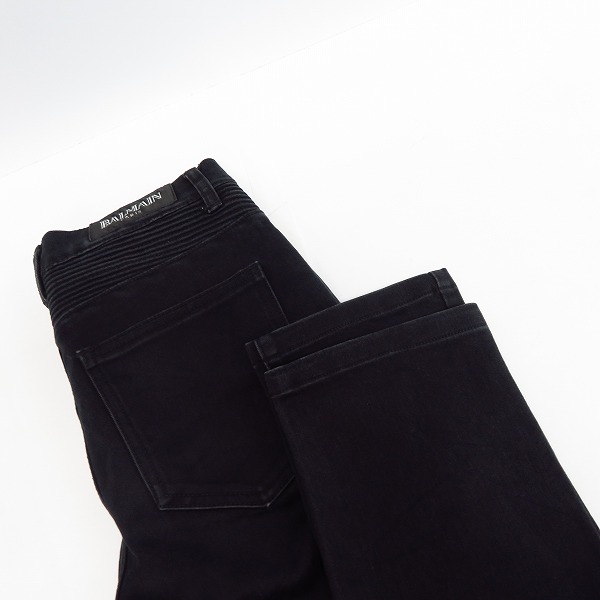 BALMAIN バルマン　バイカー　ブラック　デニムパンツ　29 BALMAIN - バルマン BALMAIN バイカーデニムパンツ ジーンズ 29