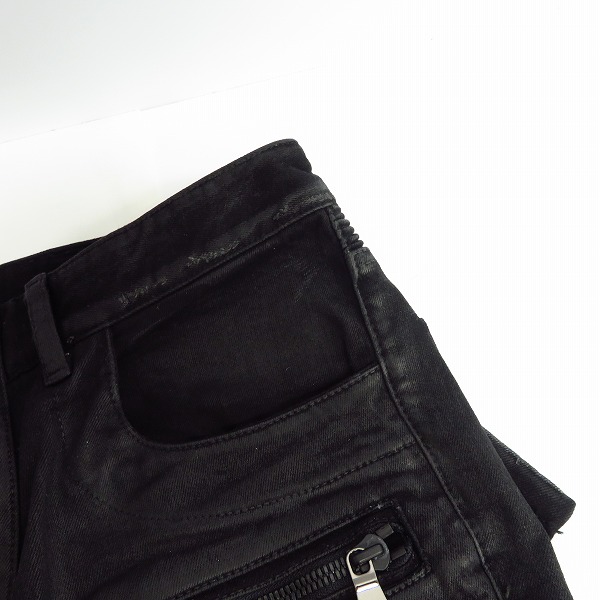 実際に弊社で買取させて頂いたBALMAIN/バルマン バイカーパンツ/コーティングパンツ ブラック 28の画像 5枚目