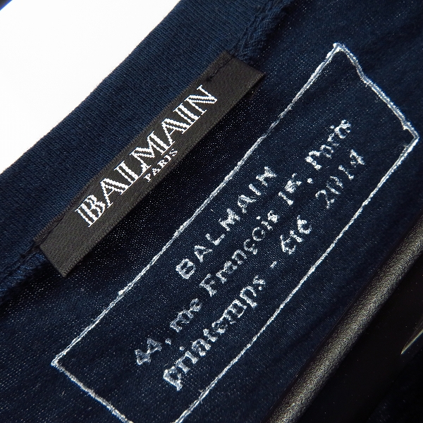 実際に弊社で買取させて頂いたBALMAIN/バルマン 14SS 肩ボタン ボーダー Tシャツ XS の画像 2枚目