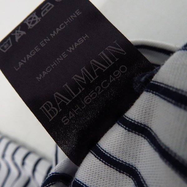 実際に弊社で買取させて頂いたBALMAIN/バルマン 14SS 肩ボタン ボーダー Tシャツ XS の画像 4枚目
