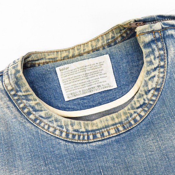 実際に弊社で買取させて頂いたkolor/カラー 15ss  デニム/メッシュ切替 ドッキングカットソー 2 の画像 4枚目
