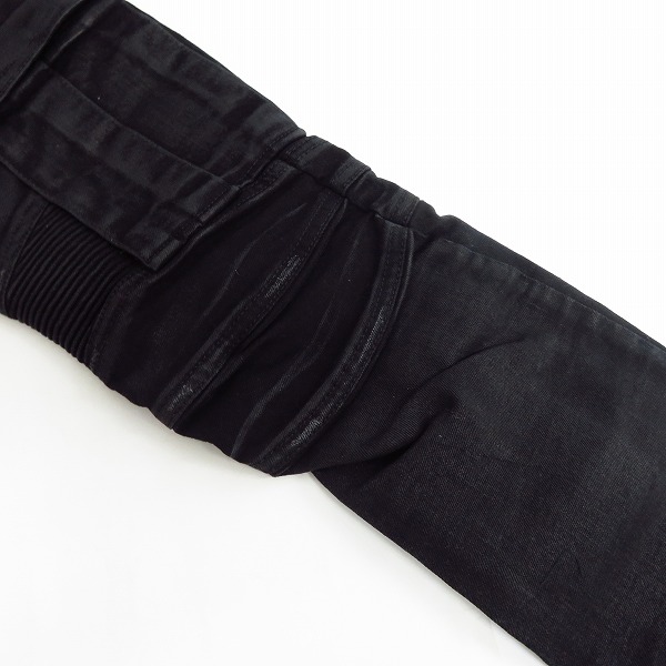 実際に弊社で買取させて頂いたBALMAIN/バルマン バイカーパンツ/コーティングパンツ ブラック 28の画像 6枚目