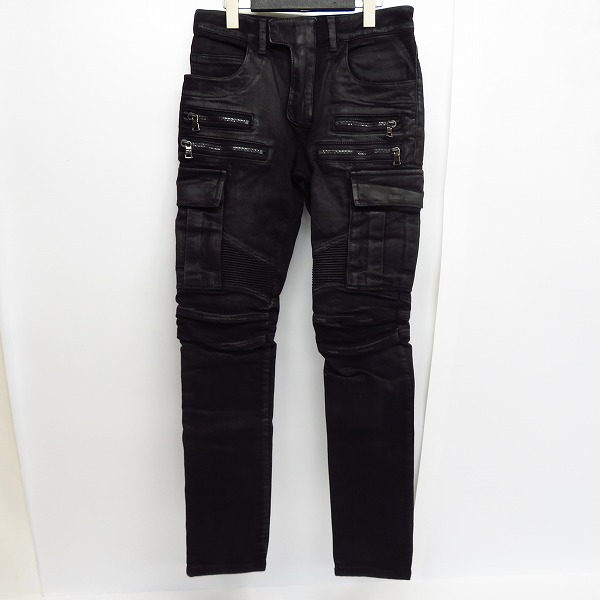 実際に弊社で買取させて頂いたBALMAIN/バルマン バイカーパンツ/コーティングパンツ ブラック 28