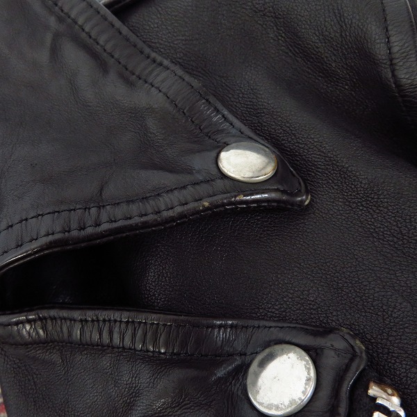 実際に弊社で買取させて頂いたBACKLASH/バックラッシュ ダブルライダース ドイツカーフ製品染め 1324-03/2の画像 4枚目