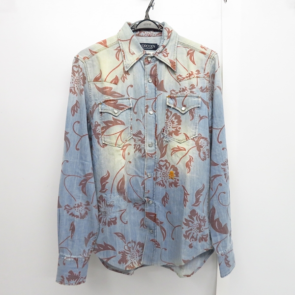 実際に弊社で買取させて頂いた【JPタグ】HYDROGEN/ハイドロゲン 総プリント/スカル刺繍 ロングスリーブ/長袖 デニムシャツ Size：S