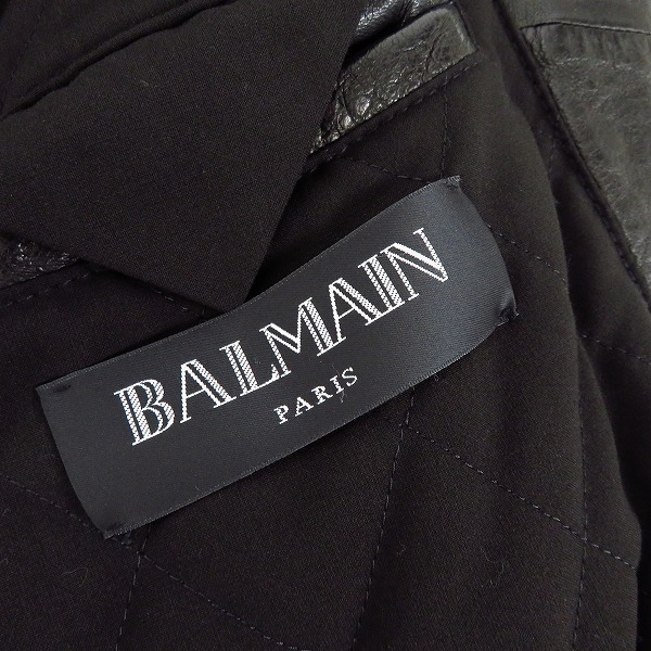実際に弊社で買取させて頂いたBALMAIN/バルマン ダブルライダースレザージャケット ブラックの画像 2枚目