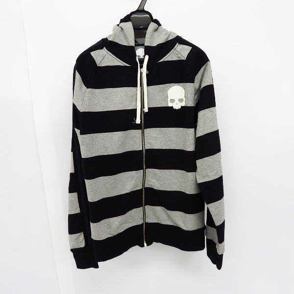 実際に弊社で買取させて頂いたHYDROGEN/ハイドロゲン スカル刺繍 ボーダー ジップアップパーカー 