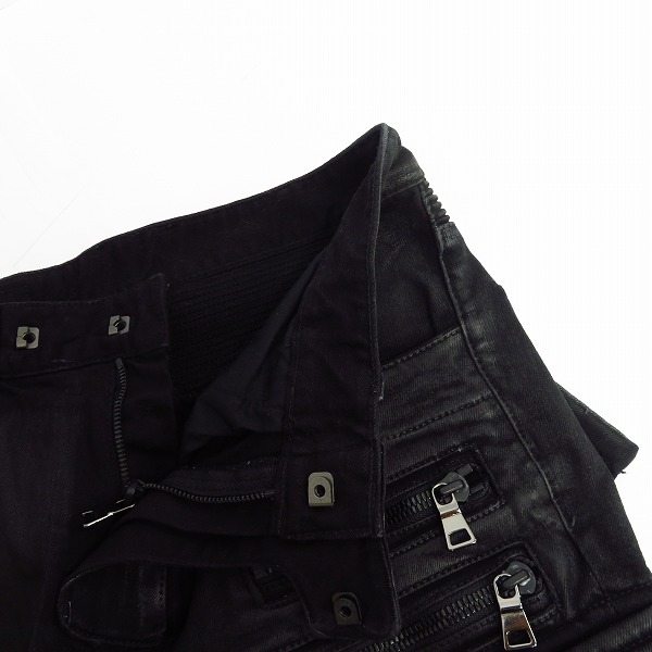 実際に弊社で買取させて頂いたBALMAIN/バルマン バイカーパンツ/コーティングパンツ ブラック 28の画像 4枚目