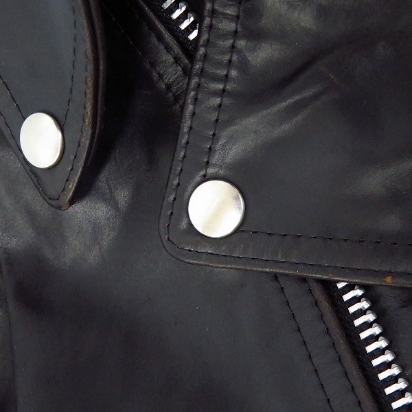 実際に弊社で買取させて頂いたISAMUKATAYAMA BACKLASH/バックラッシュ ダブルライダースジャケット ホーインレザー 1642-01 Sの画像 6枚目