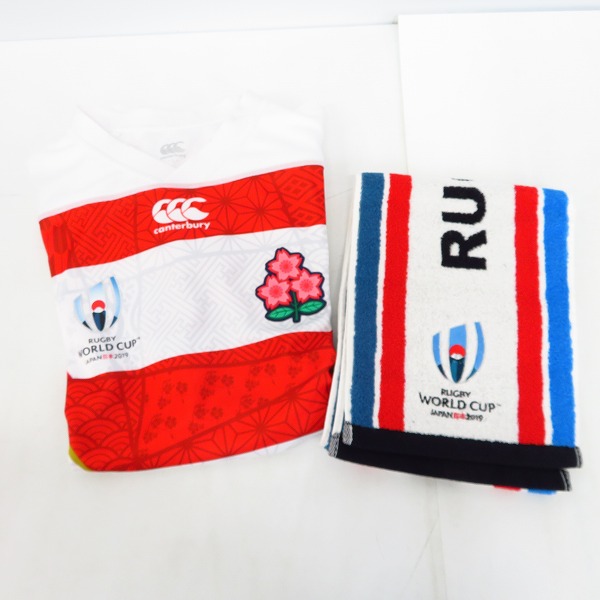 実際に弊社で買取させて頂いたCANTERBURY/カンタベリー ラグビーワールドカップ 2019 日本代表 レプリカ ユニフォーム L/タオル 2点セット