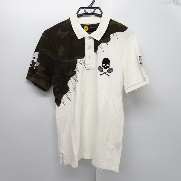 実際に弊社で買取させて頂いたHYDROGEN/ハイドロゲン スカル刺繍/カモフラ/迷彩柄 デザイン切替し ハーフスリーブ/半袖 ポロシャツ Size：S 